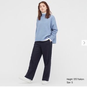 Uniqlo Brushed Jersey Straight Pants Navy Blue Sz Medium